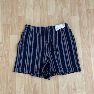 Uniqlo Stripe Linen High Waist Shorts NWT